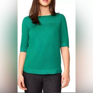 NWT Melissa Paige Women's Ribbed-Yoke Elbow-Sleeve Sweater